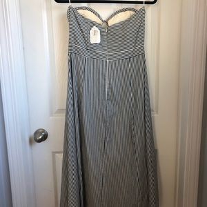 Pin stripe, tea length, strapless